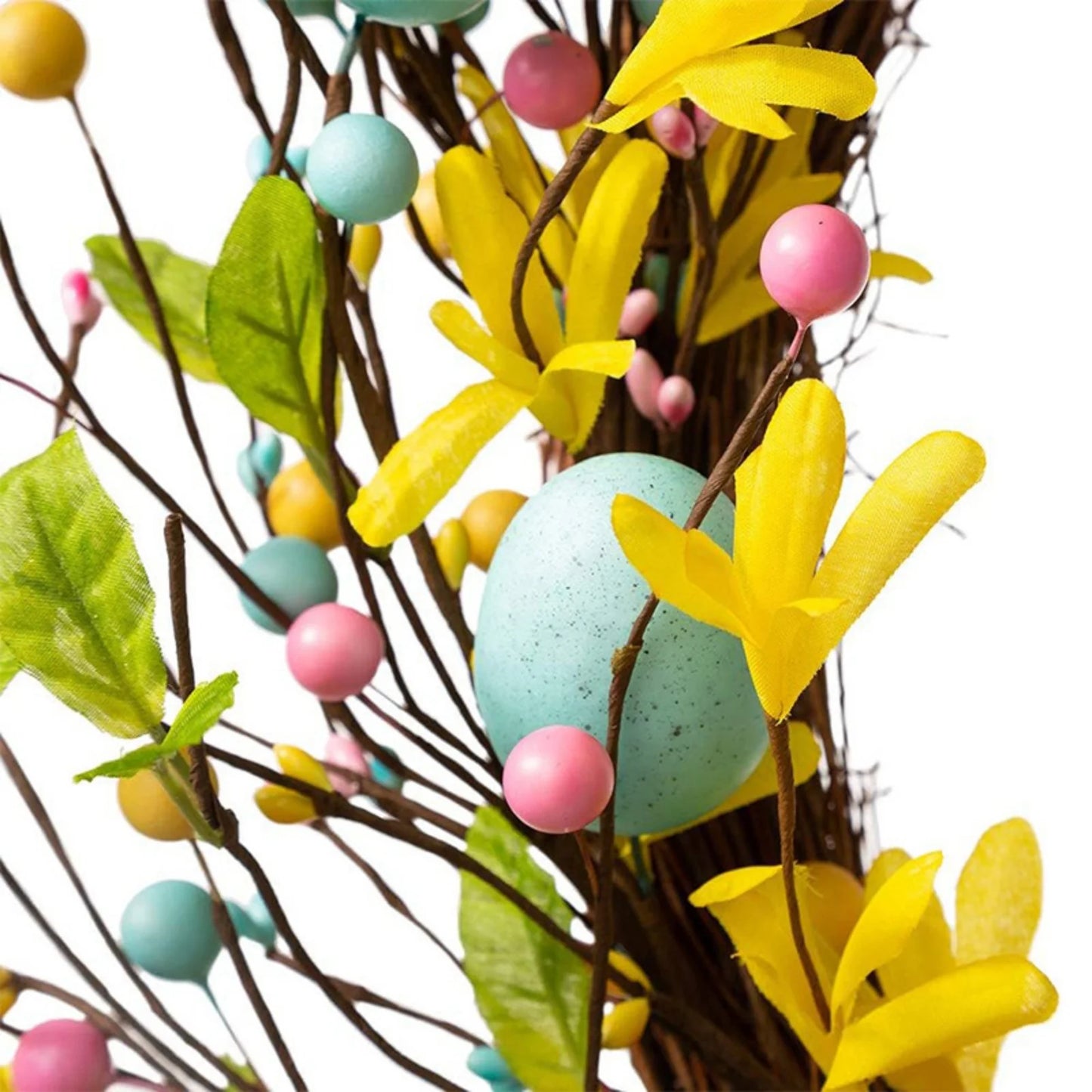 2PCS, Easter Bunny Wreath for Front Door,Easter Wreaths Artificial Easter Egg Rabbit Garland,Easter Decor,13.7X11.8Inch